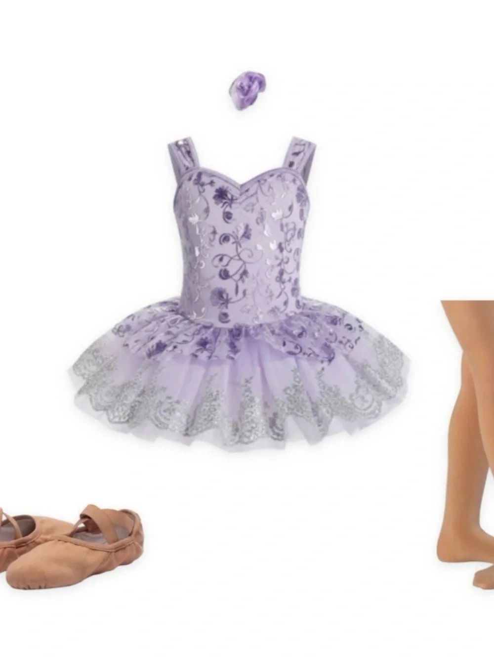 Weissman Lavender Tulle Dance Costume with Silver Glitter